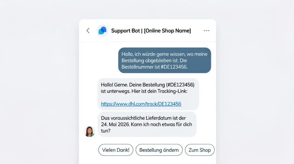 LiveChat ChatBot Support Wo ist meine Bestellung
