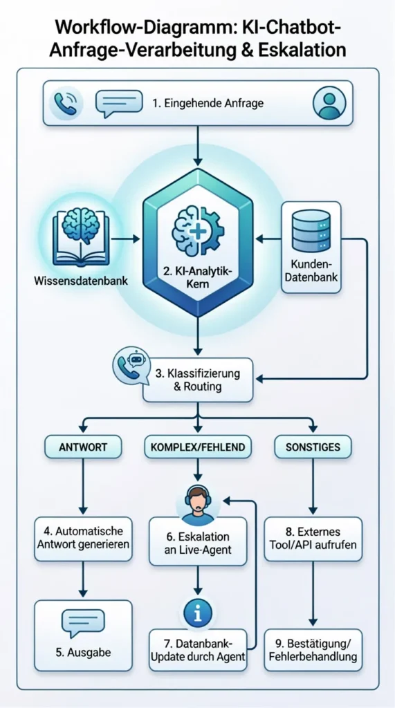 Workflow Chatbot Anfrage Lösung Eskalation Nachfrage