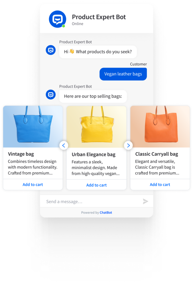 ChatBot von text.com in einem Online Shop für Kleidung